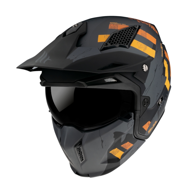 Otvorená prilba s maskou MT Streetfighter Skull 2020 sivo-oranžová