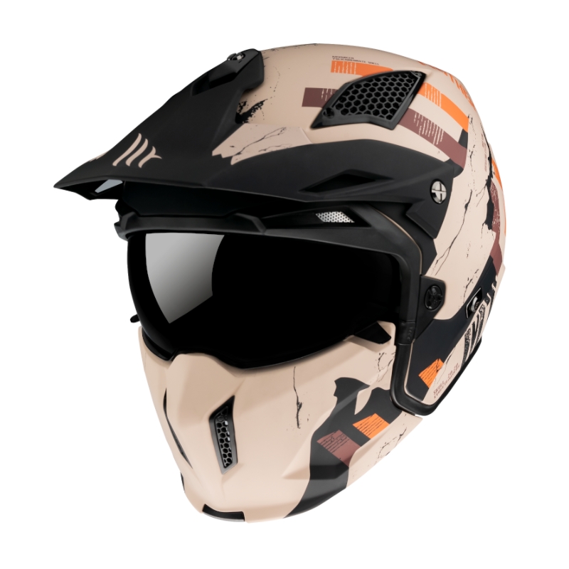 Prilba na motocykel MT Streetfighter Skull 2020 oranžovo-hnedá
