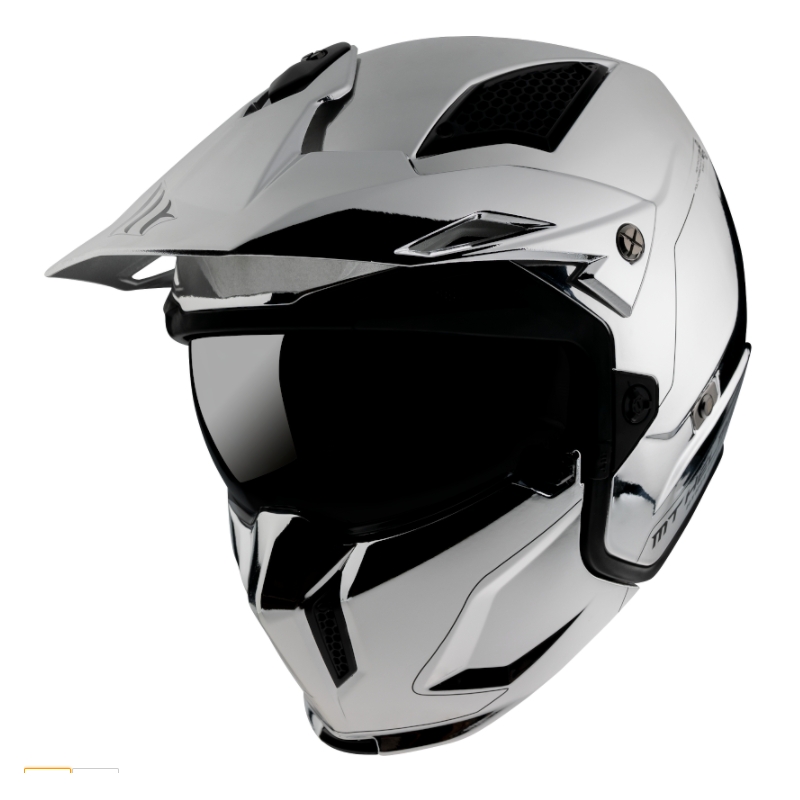Otvorená prilba s maskou MT Streetfighter SV Chromed strieborná - II. akosť