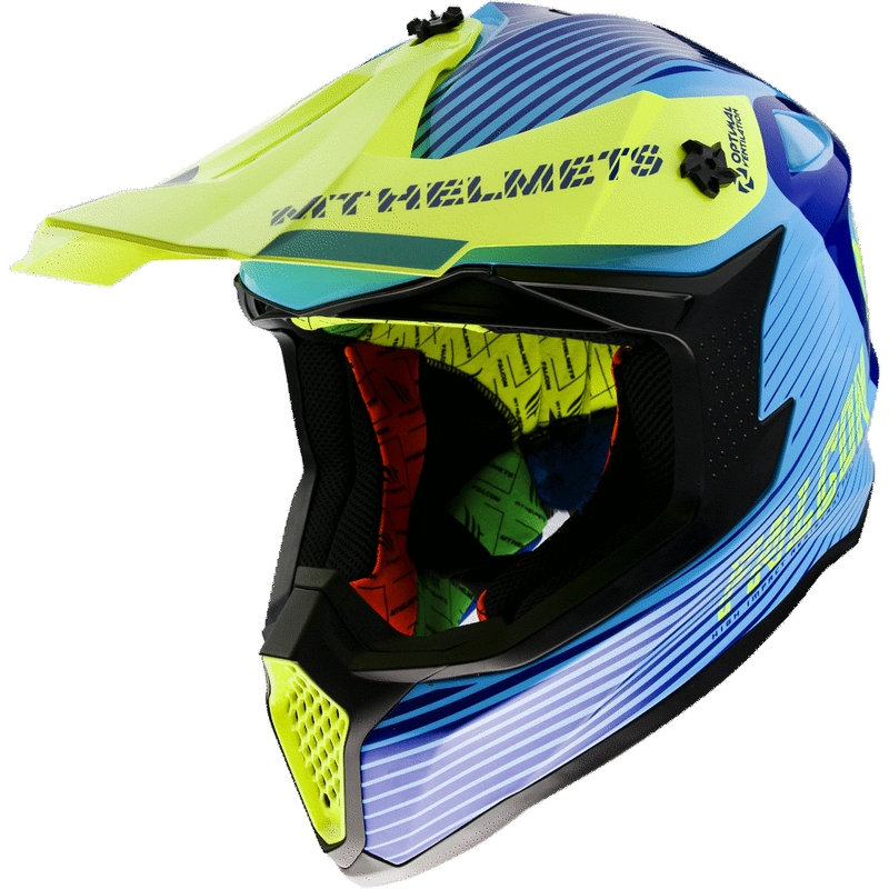 Motokrosová prilba MT Falcon System modro-fluo žltá