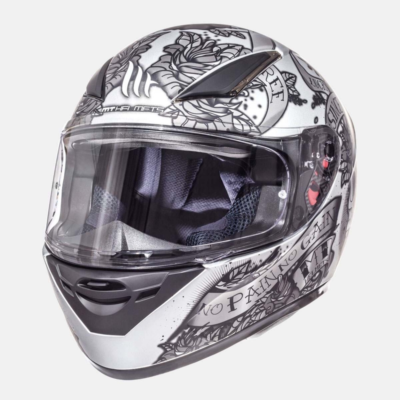 Integrálna prilba na motorku MT Revenge Skull & Rose čierna matná-strieborná