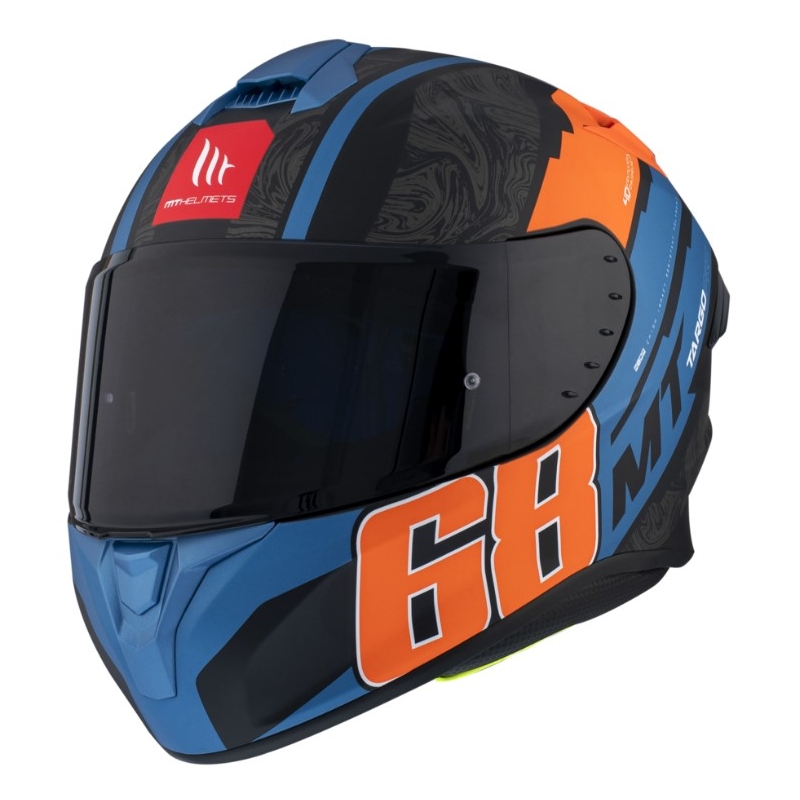 Integrálna prilba na motocykel MT FF106 Pro Targo Pro Welcome D4 čierno-modro-oranžová