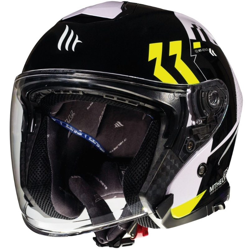 Otvorená prilba na motocykel MT Thunder 3 SV Venus čierno-bielo-fluo žltá - II. akosť
