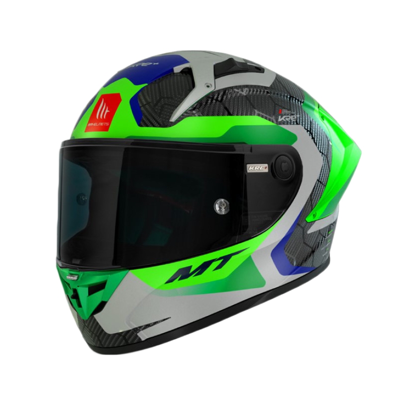 Integrálna prilba na motocykel MT KRE+ Carbon Powerful šedo-zelená