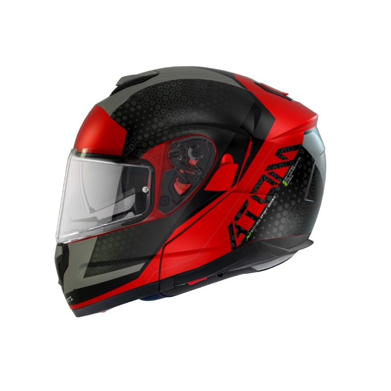 Vyklápacia prilba na motocykel MT Atom SV Adventure A5 čierno-sivo-červená