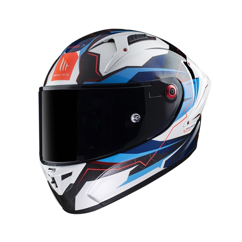 Integrálna prilba na motocykel MT KRE+ Carbon Kraker B7 čierno-bielo-modrá
