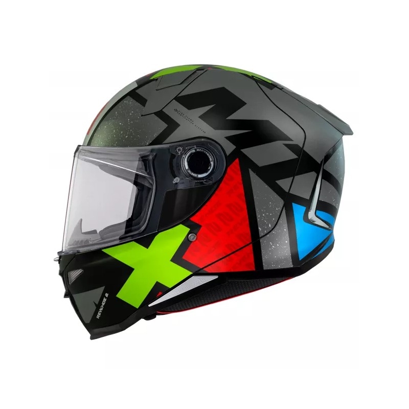Integrálna prilba na motocykel MT FF110 Revenge 2 Light šedo-červeno-zelená