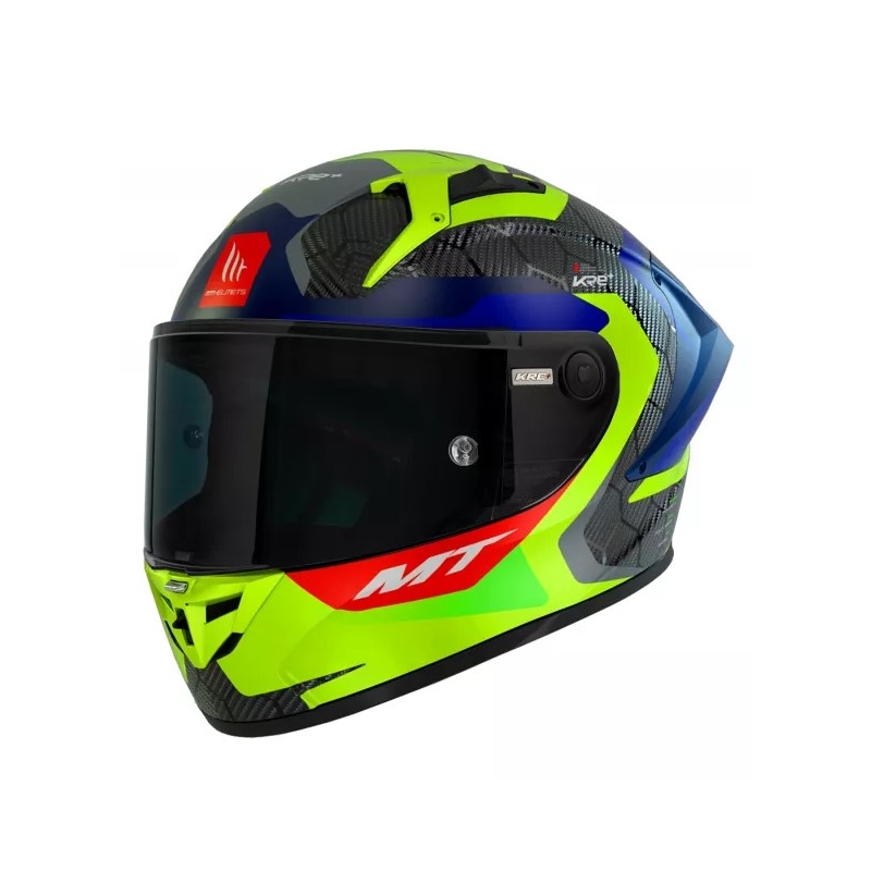 Integrálna prilba na motocykel MT KRE+ Carbon Powerful fluo žlto-modrá