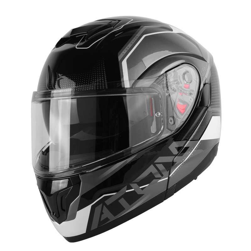 Vyklápacia prilba na motocykel MT Atom SV Quark čierno-šedo-biela lesklá výpredaj