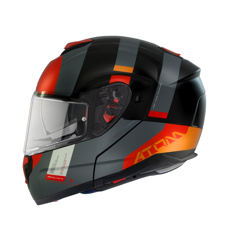 Vyklápacia prilba na motocykel MT Atom SV Gorex B4 čierno-sivo-červeno-oranžová výpredaj