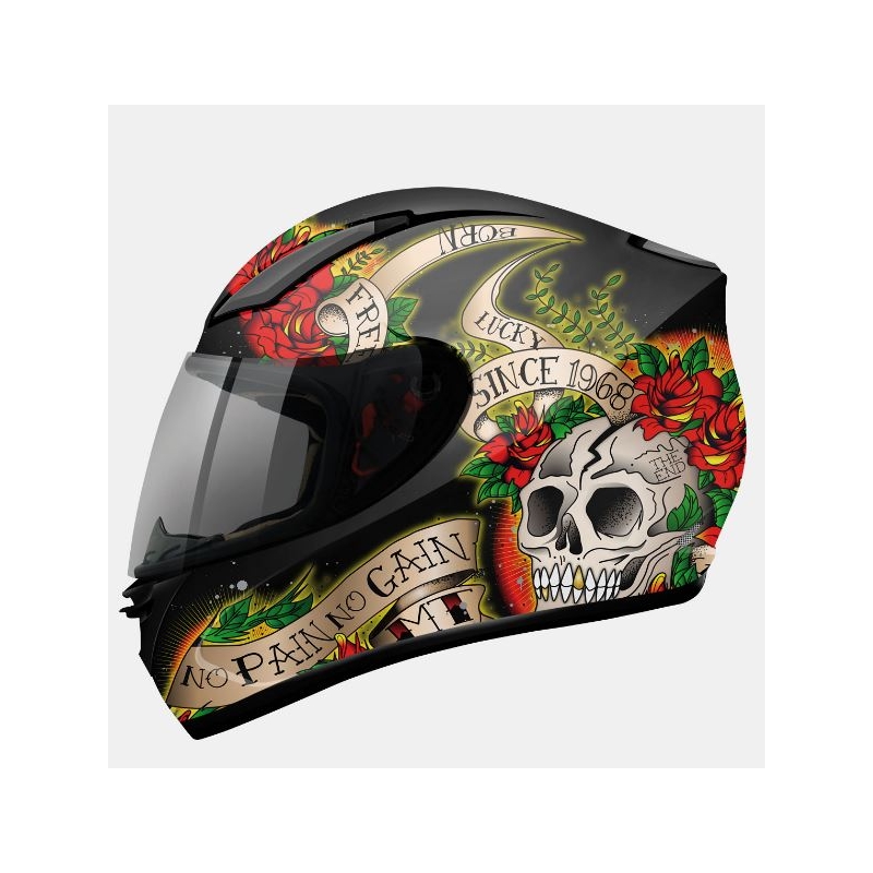 Integrálna prilba na motorku MT Revenge Skull & Rose čierno-červená