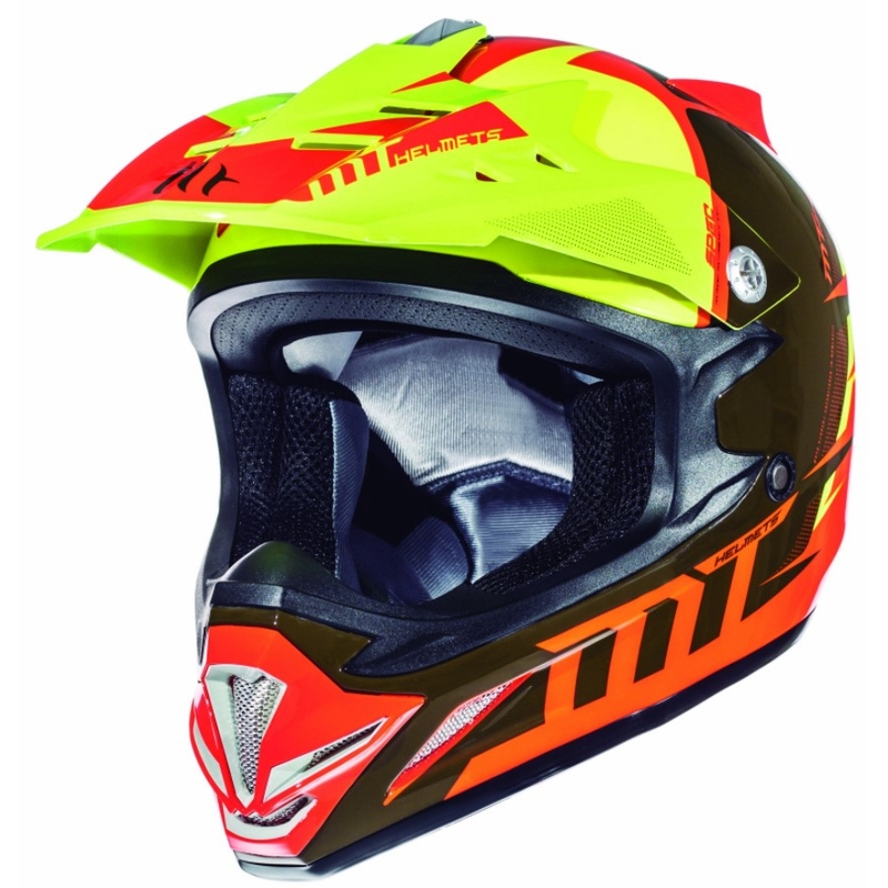 Detská motokrosová prilba na motorku MT MX-2 Spec fluo oranžovo-žltá