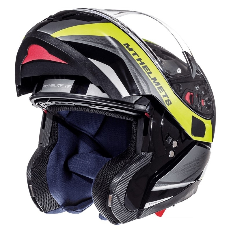 Vyklápacia prilba na motorku MT Atom Tarmac čierna matná-fluo žltá výpredaj