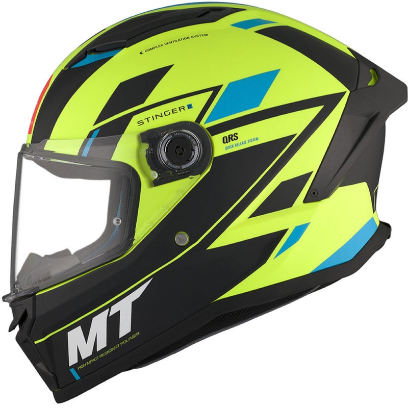 Integrálna prilba na motorku MT Stinger 2 Solid Zivze fluo zeleno-čierno-modrá matná
