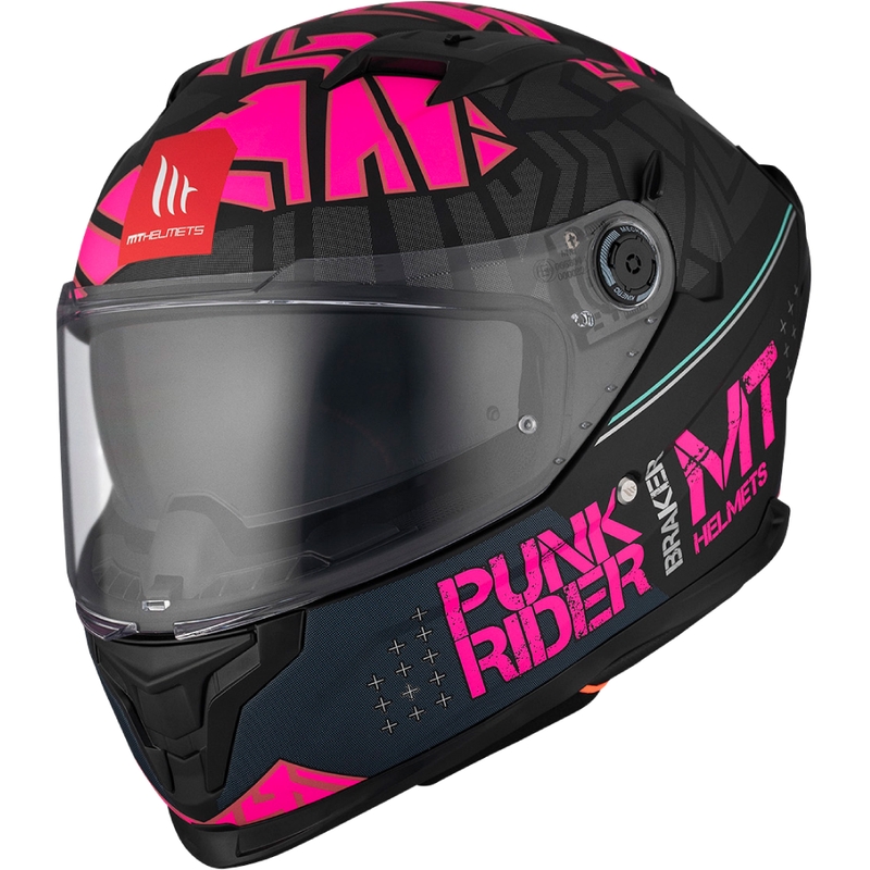 Integrálna prilba na motorku MT BRAKER SV PUNK RIDER B8 čierno-ružová