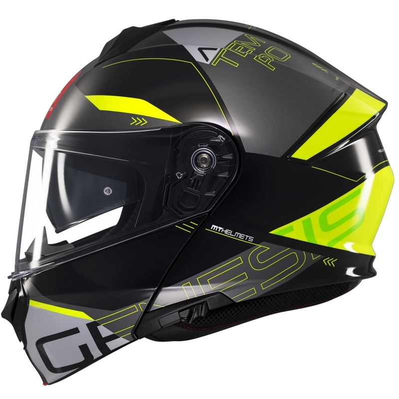 Vyklápacia helma na motorku MT Genesis SV Atempo čierno-šedo-fluo žltá