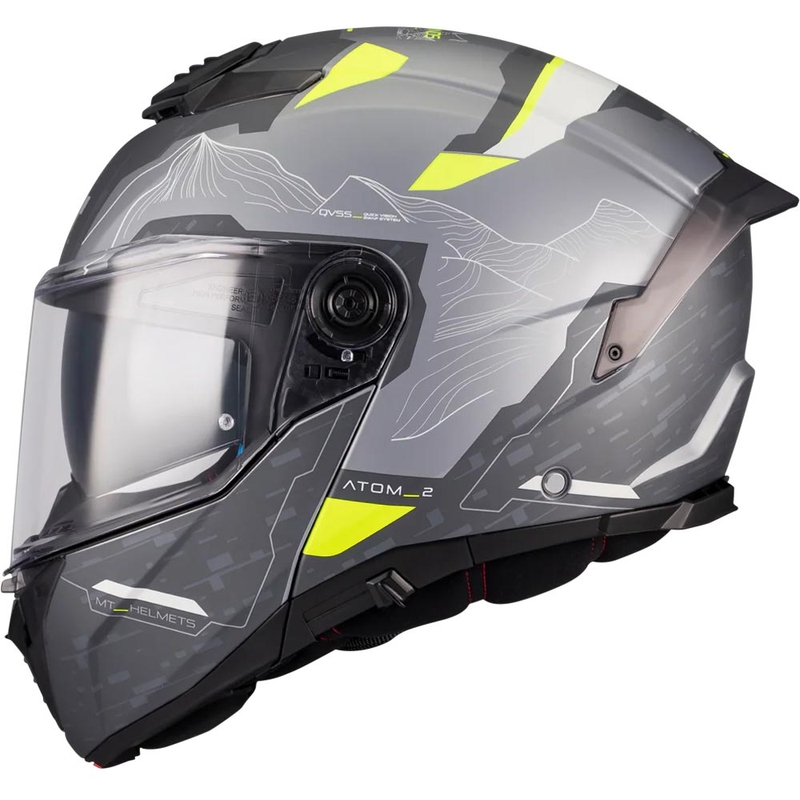 Výklopná prilba na motorku MT Atom 2 SV Highlands E2 matná čierno-šedo-fluo žltá