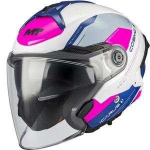 Otevřená helma na motorku MT Cosmo SV Icarus A8 bílo-modro-růžová