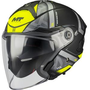 Otevřená helma na motorku MT Cosmo SV Arrow B3 matná černo-šedo-fluo žlutá