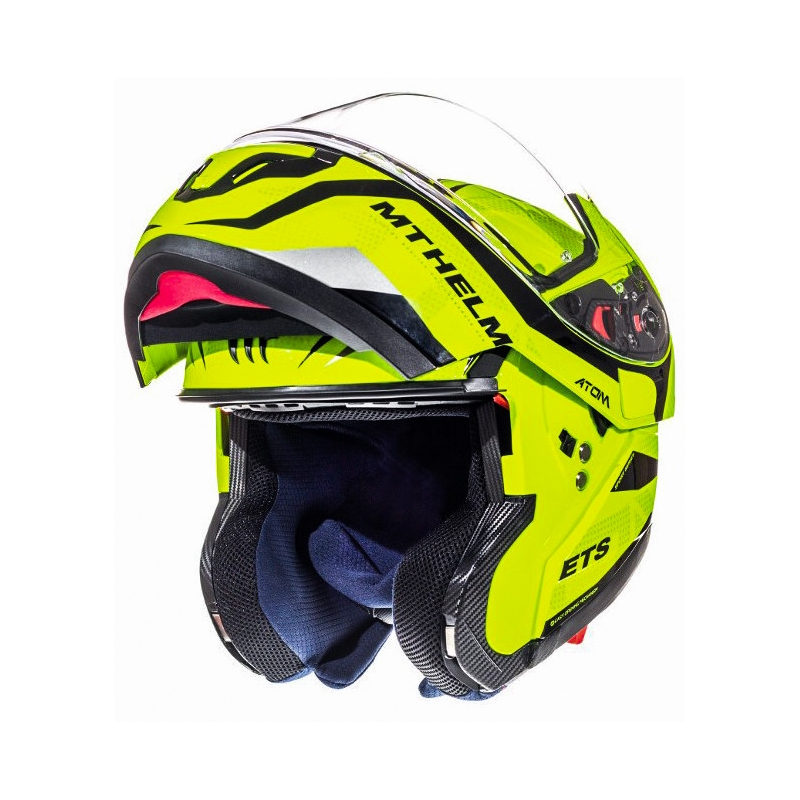 Vyklápacia prilba na motorku MT Atom Divergencia fluo žltá  - II. akosť