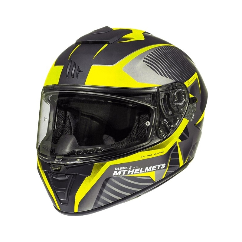 Integrálna prilba na motocykel MT Blade 2 SV Blaster čierno-šedo-fluo žltá