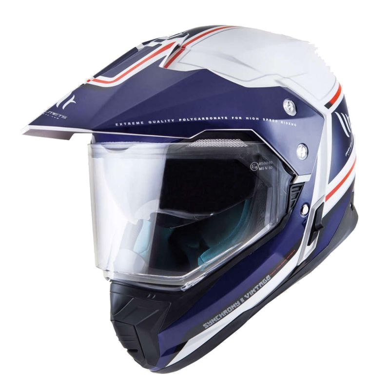 Enduro prilba MT Synchrony Duosport SV Tourer bielo-modro-červená výpredaj