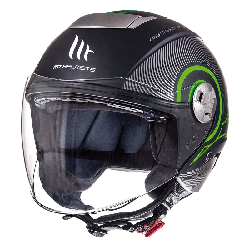Prilba na motorku otvorená MT City Eleven SV Tron čierna matná-fluo zelená výpredaj